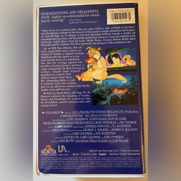 All Dogs Go to Heaven VHS Video Tape Clamshell 1989 MGM Animated Kids Movie - Picture 3 of 5
